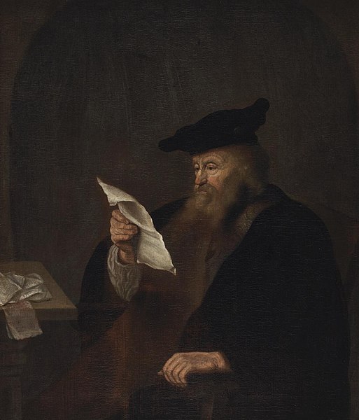 Dutch painting of a scholar reading in study